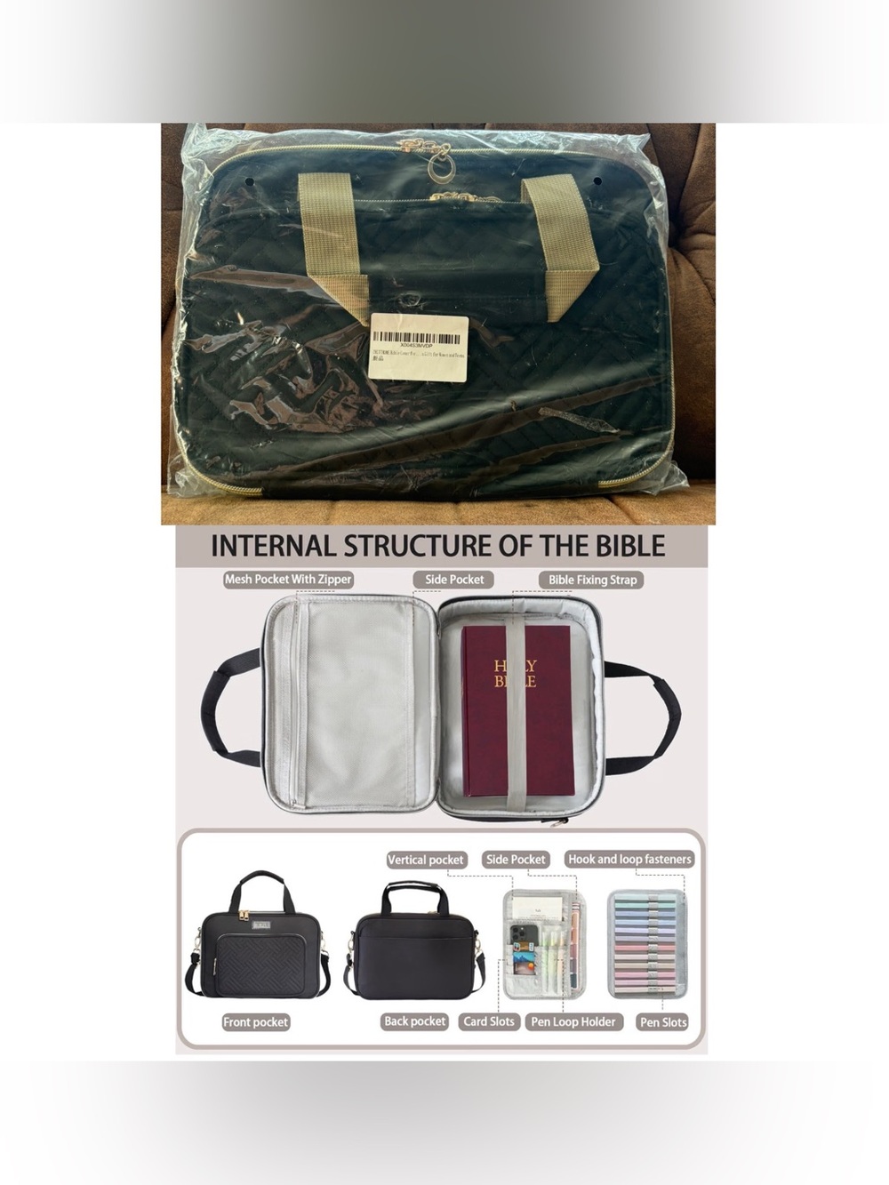 5/$30 Black Multi-Purpose Bible Carry Bag w/Handles & Shoulder Strap & more! NWT